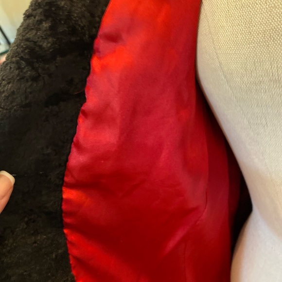 Gallery Womens Coat M Black Faux Persian Lamb Large Notch Collar - Picture 11 of 15